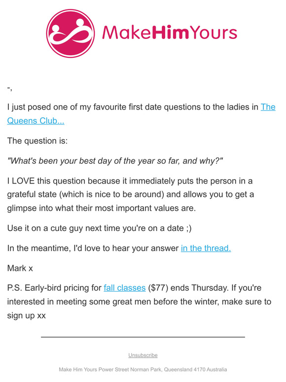 This is one of my favourite first date questions...