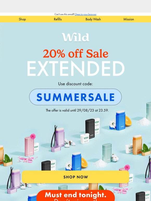 20% off Summer Sale extended - 12 hours left