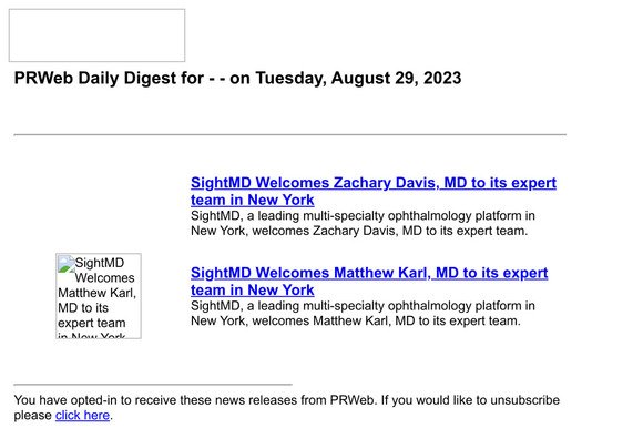PRWeb Daily Digest for — — on Tuesday, August 29, 2023