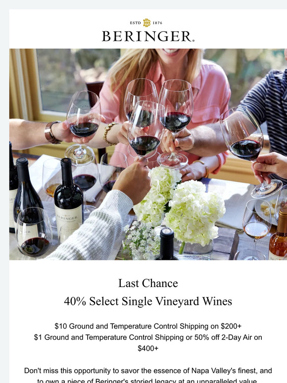 Last Chance | 40% Off Select Wines