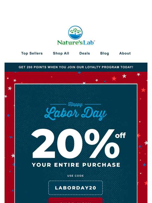 Labor Day Sale: 20% OFF All Supplements!