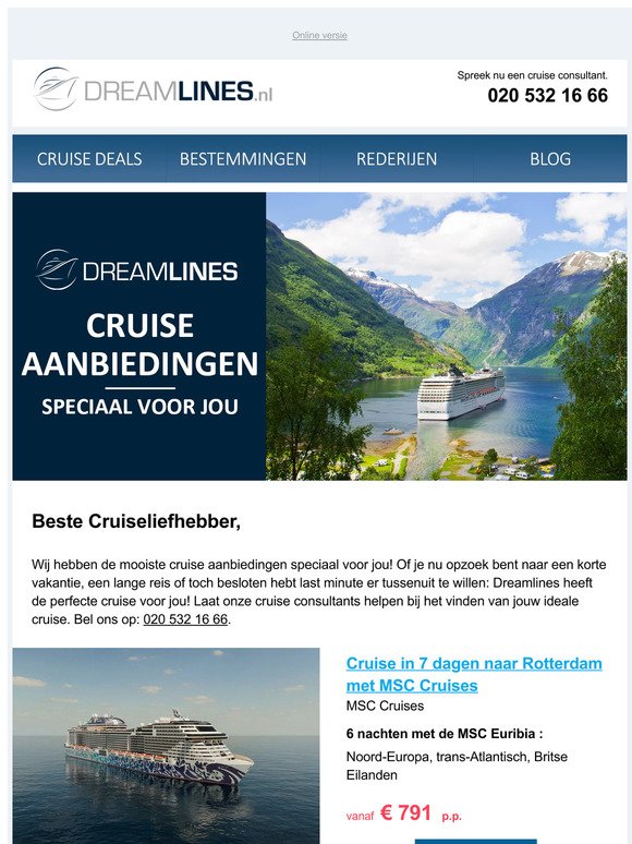 ☀️ Cruise aanbevelingen van de week – speciaal voor jou geselecteerd!