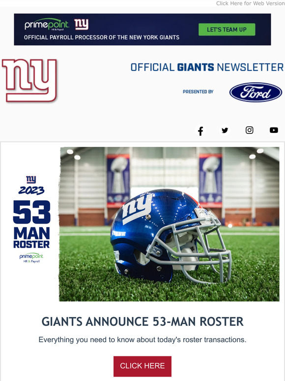 New York Giants announce 53-man roster for 2022