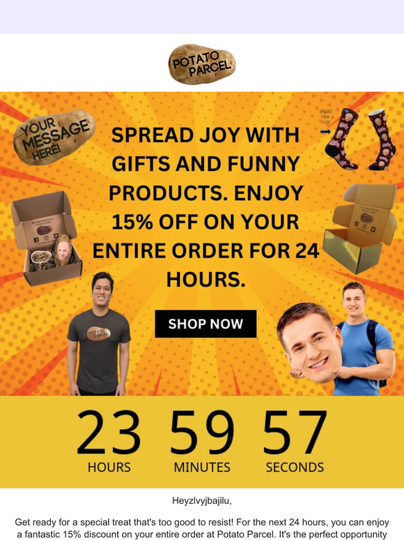 Treat Yourself and Loved Ones! 15% Off Your Order for 24 Hours Only!