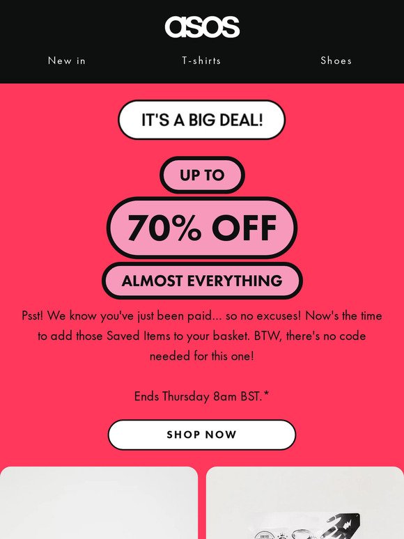 Up to 70% off almost everything 🤟