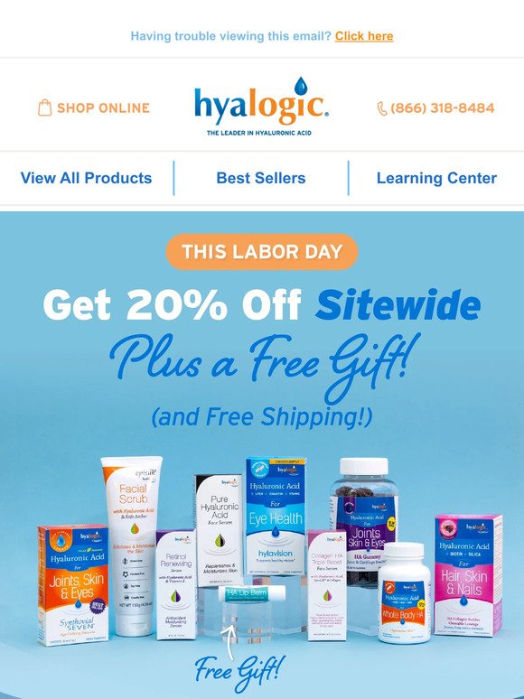 Huge Labor Day Sale on Hyaluronic Acid!