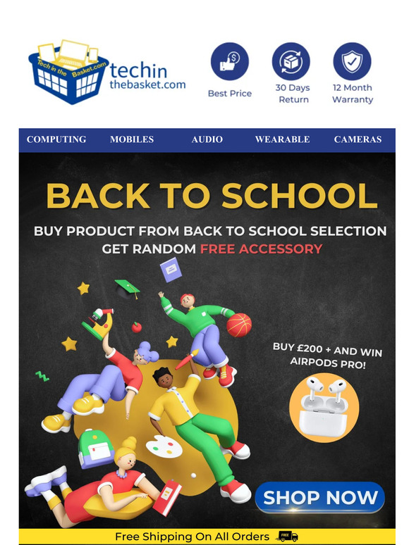 Tech in the basket Grab MASSIVE Back To School Bargains Now 🔔 Milled