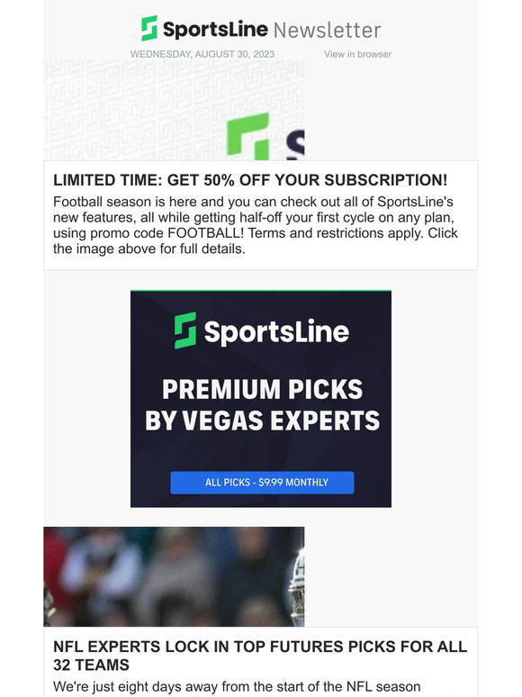 Check out SportsLine's new features and get-half off any plan with