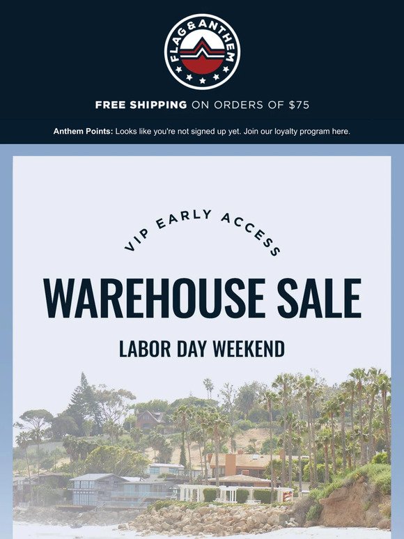 EARLY ACCESS: Labor Day Weekend Warehouse Sale
