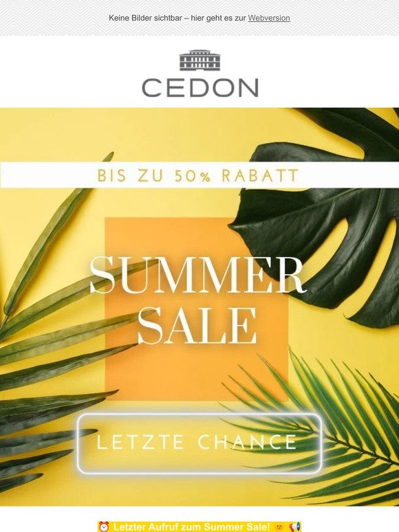 Summer Sale  -  Letzte Chance