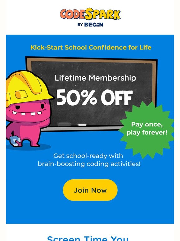 Half Off Coding for Life! 😎