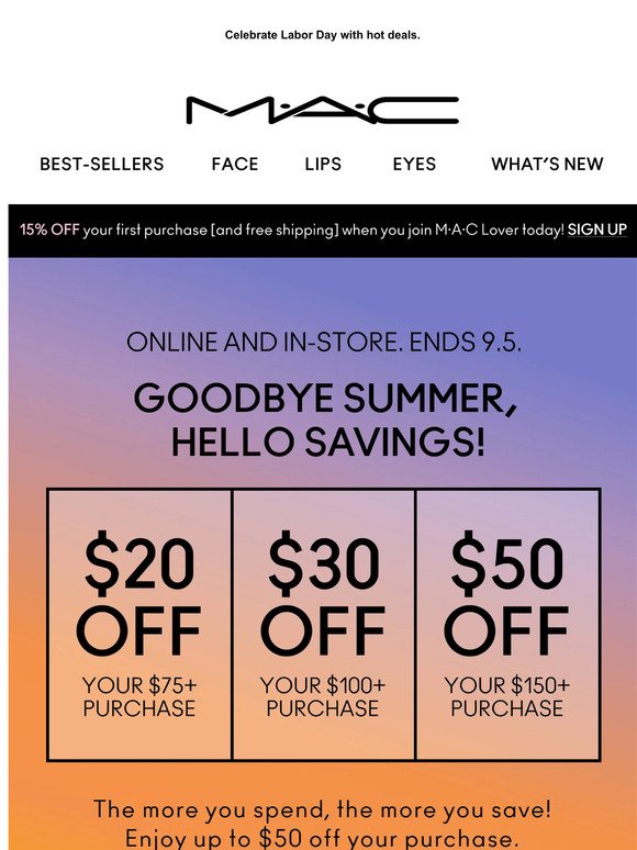 Get up to $50 off to close out the summer!