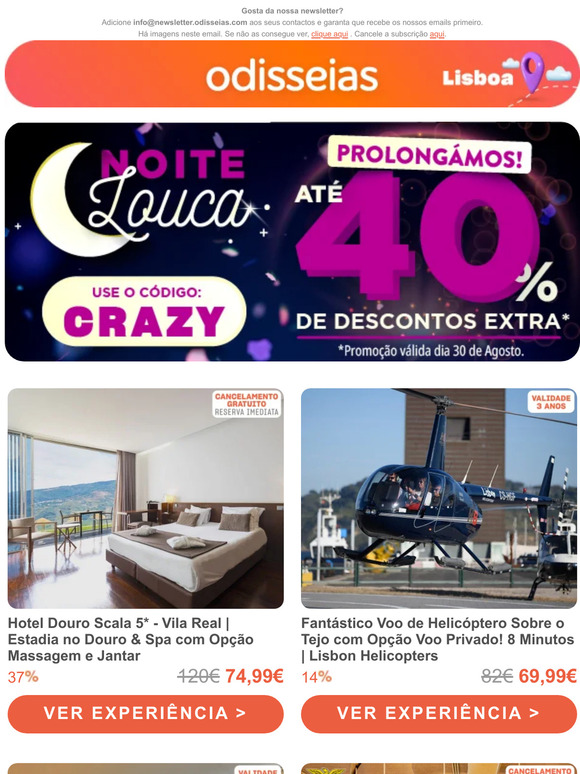 Hotel 5* Douro 74,99EUR | Voo Sobre o Tejo 69,99EUR