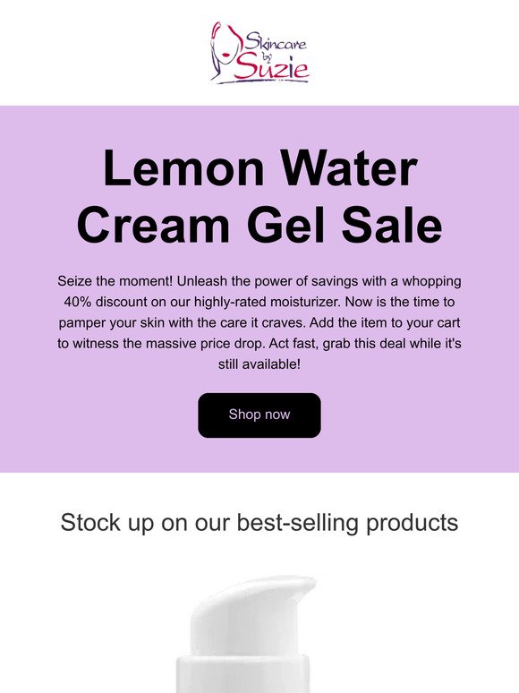 Experience the Power of Lemon Water Cream Gel at a Special Price!