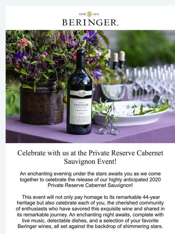 Join us at the 2020 Private Reserve Cabernet Sauvignon Release Event!