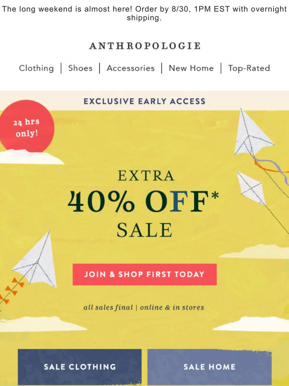 How does an EXTRA 40% Off Sale sound?