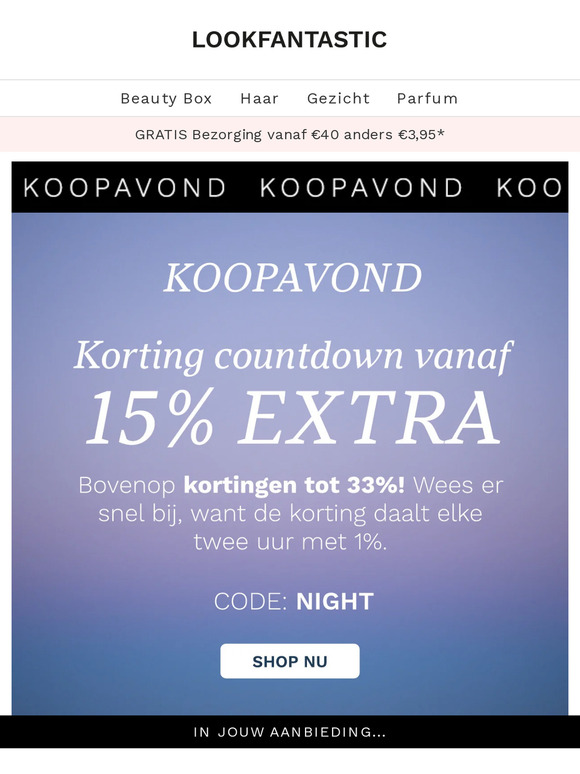 Korting countdown: tot 33% + 15% extra