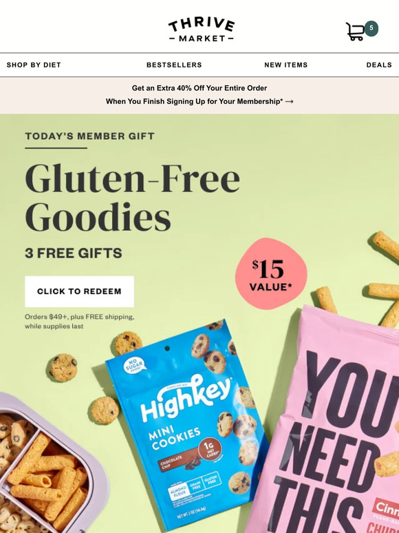 3 FREE gluten-free favorites ($15 value) 🍪