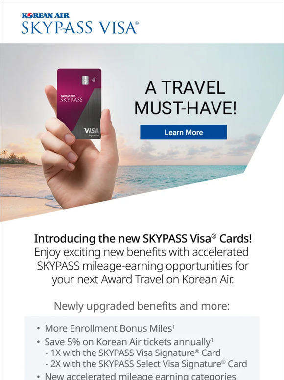 Korean Air: [Korean Air] The new SKYPASS Visa Cards have arrived. Learn ...