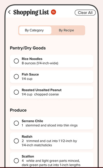 Screenshot from the app