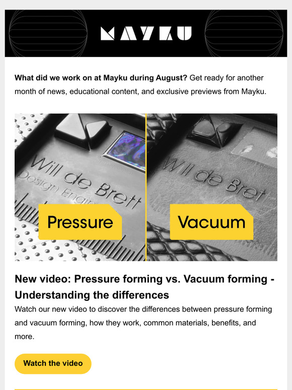 Vacuum forming Vs. Pressure forming, 3D printing and thermoforming and making custom car lights with the Multiplier: Mayku Monthly Newsletter