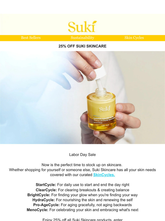 The Labor Day Sale is Here! 25% Off All Suki Skincare