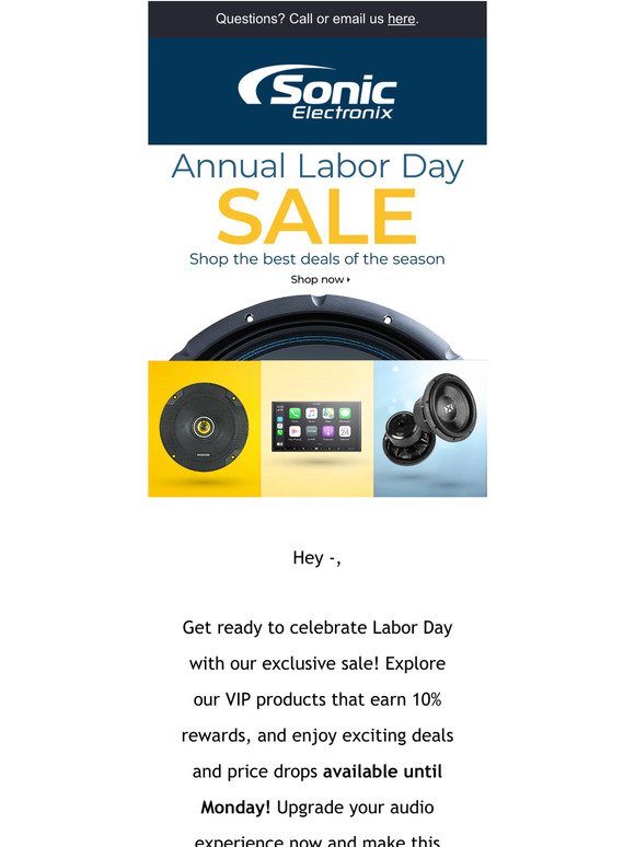 Labor Day Sale on Sonic Electronix! Don't miss out on this limited offer!