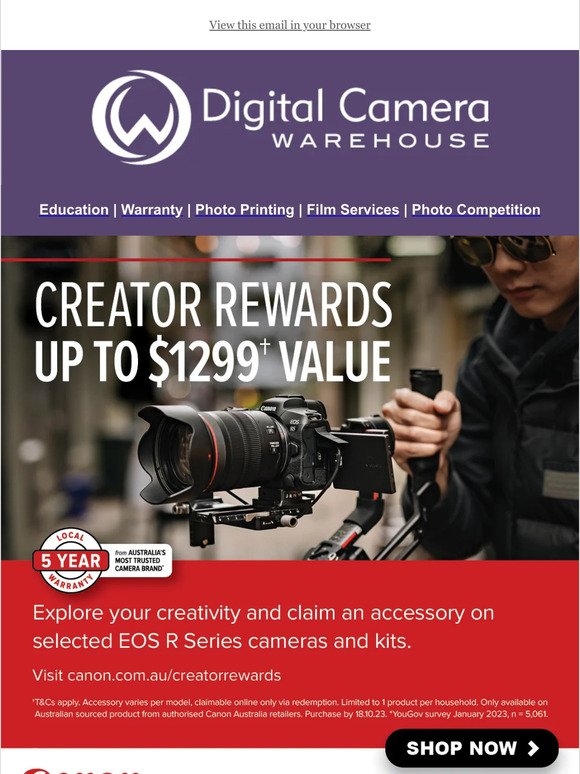 📷 Canon Creator Rewards: Generous Gear Bonuses with Select Cameras