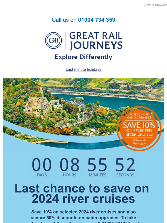 GreatRailJourneys: Unlock 10% savings on unforgettable 2024 river cruises  Milled