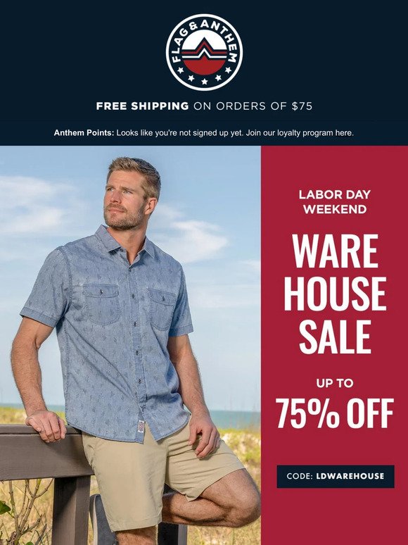 WAREHOUSE SALE: Up to 75% Off Select Styles