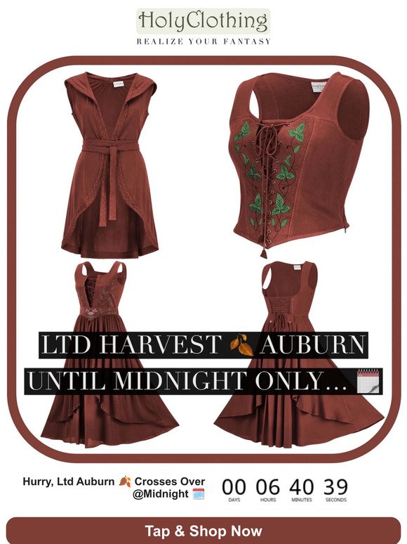 Ends @ Midnight ⏰ Ltd Harvest 🍂 Auburn  😲