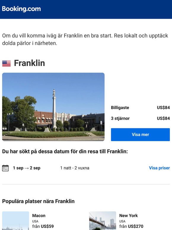 Glöm inte din sökning för Franklin – priserna är så låga som US$84!