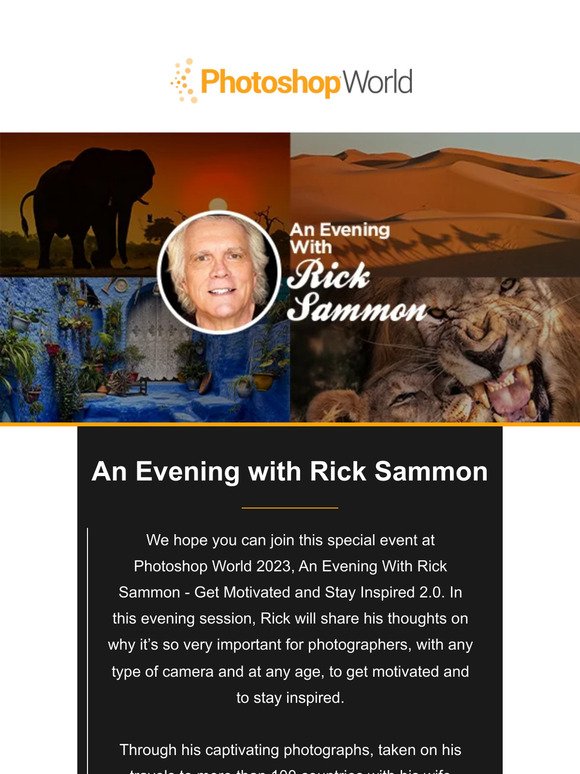Join Us for a Special Evening with Rick Sammon at Photoshop World!