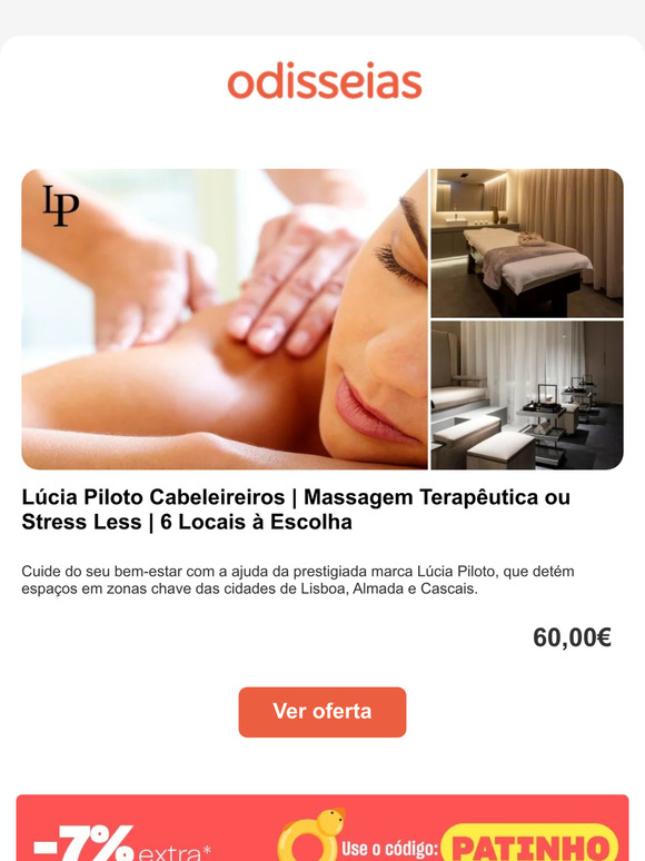 Experimente: Lúcia Piloto Cabeleireiros | Massagem Terapêutica ou Stress Less | 6 Locais à Escolha