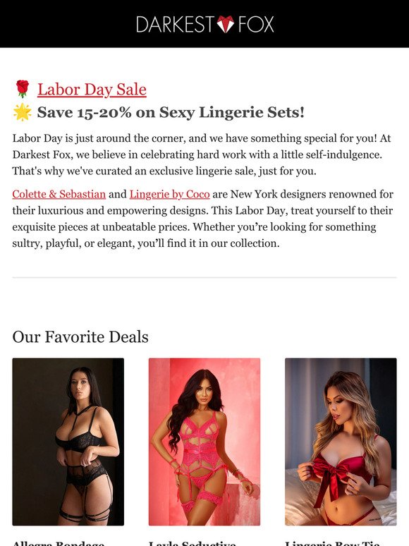 🌟 Labor Day with Exclusive Lingerie Deals!" 🌹