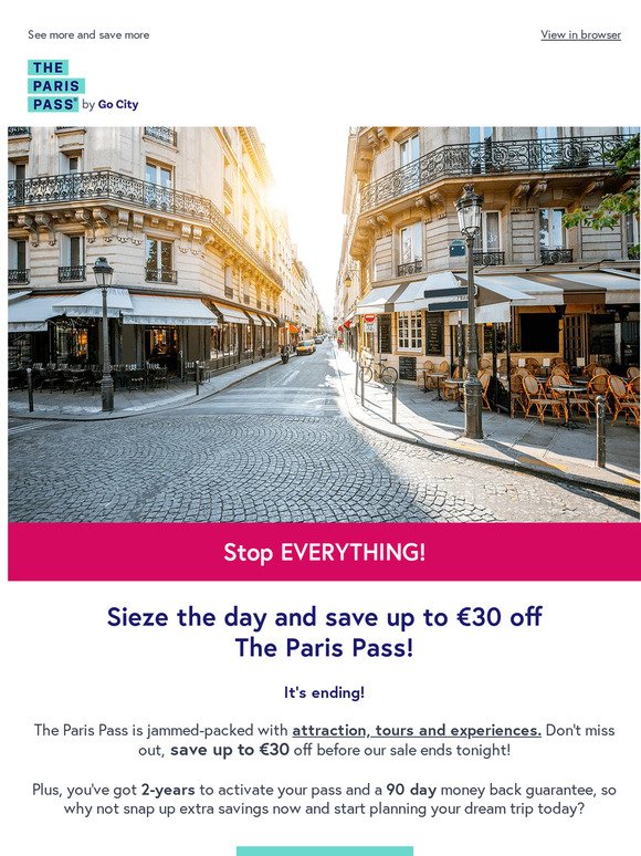 Last chance to save extra money on attractions and activities in Paris!