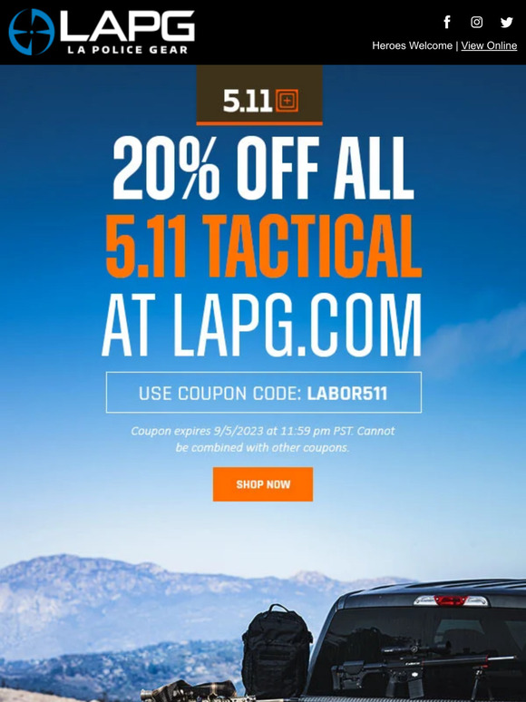 5.11 is on sale, 20% off!