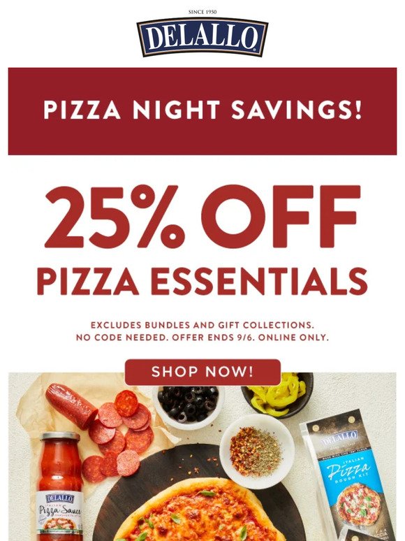 25% off your next pizza masterpiece! 🍕