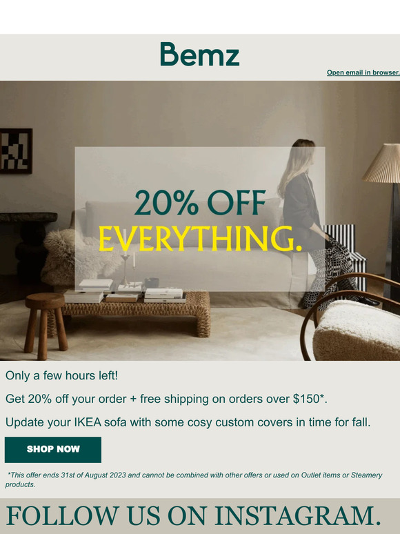Only a few hours left - 20% off everything 🍂