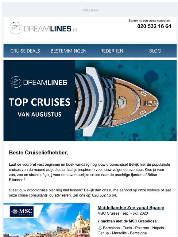 🌟 Top 5 cruises van de maand augustus: Griekse Eilanden, Caribbean & meer!