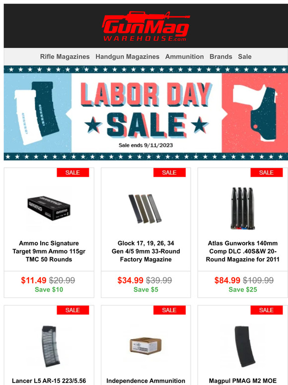Our Labor Day Sale Starts NOW! | Ammo Inc 9mm 115gr 50rds for $11.49