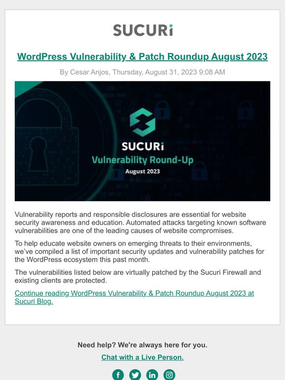WordPress Vulnerability & Patch Roundup August 2023