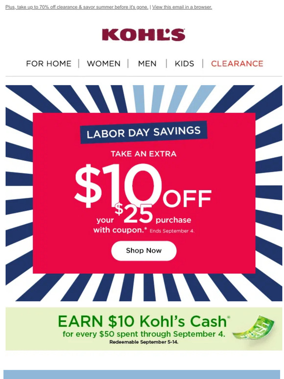 Kohl's Take 10 off 25 & earn Kohl's Cash? It's a winwin 🎉 Milled