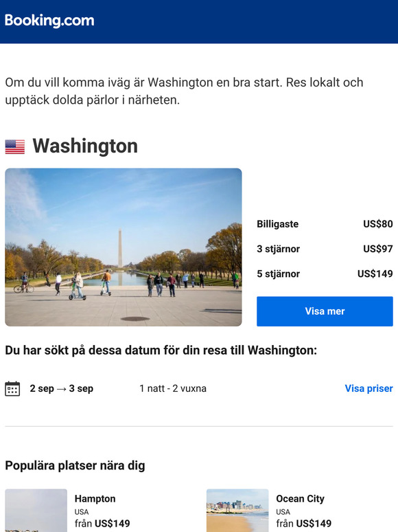 Erbjudanden i Washington från US$80 under dina datum