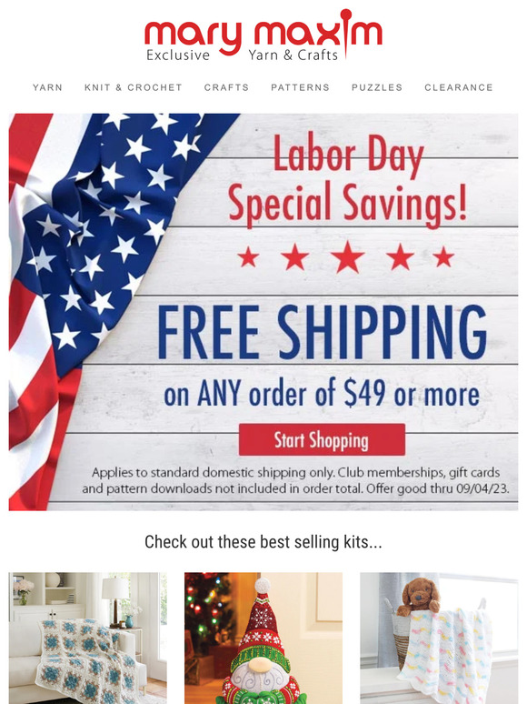 FREE SHIPPING for Labor Day Weekend