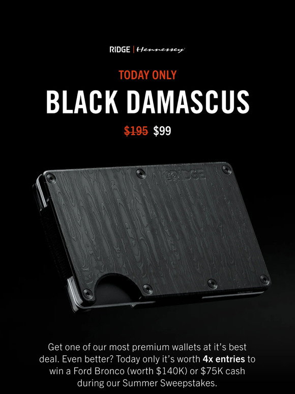 The Ridge: $99 Black Damascus TODAY Only | Milled