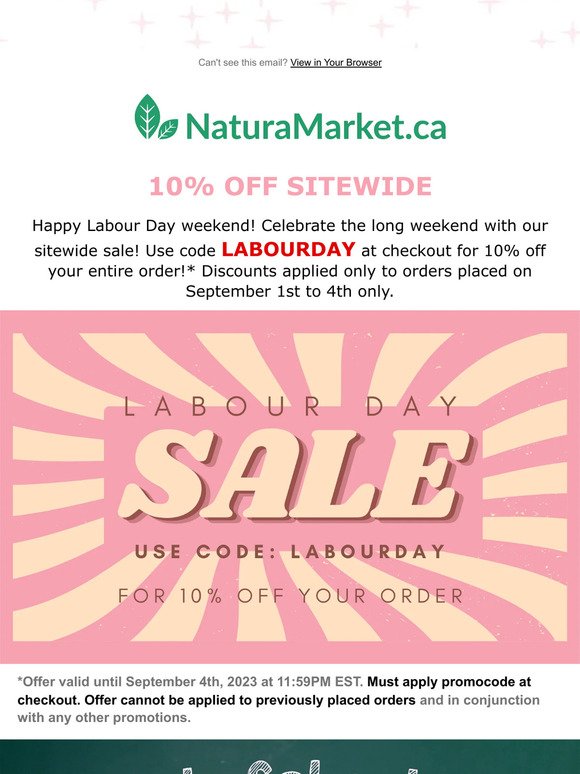 Sitewide Sale - Celebrate Labour Day with 10% OFF Your Order!