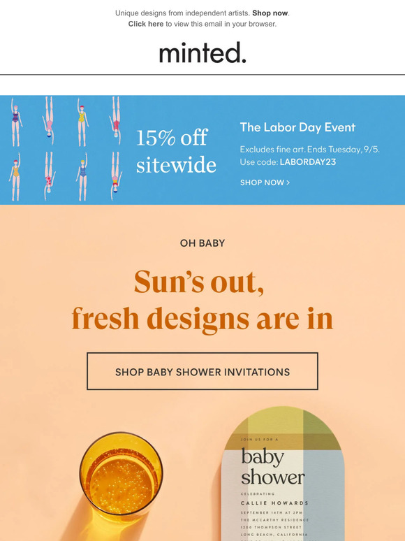 15% off baby shower invitations