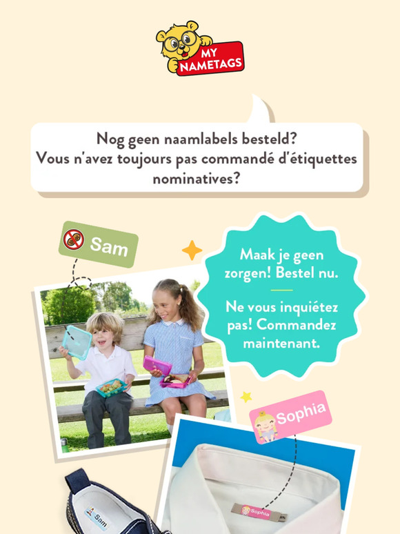 Geen naamlabels besteld? | Vous n'avez pas commandé d'étiquettes nominatives ?