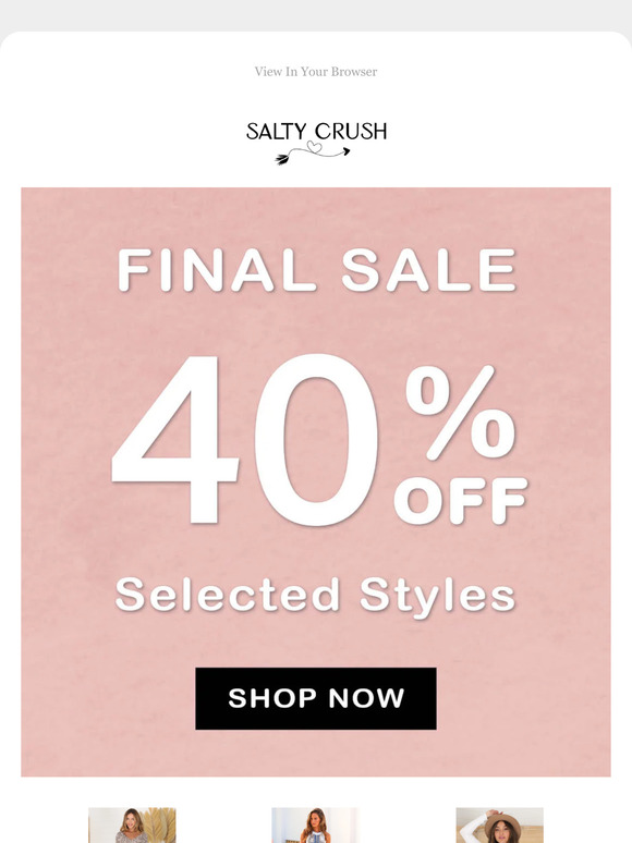 Woo!! 🔥 40% OFF Selected Styles